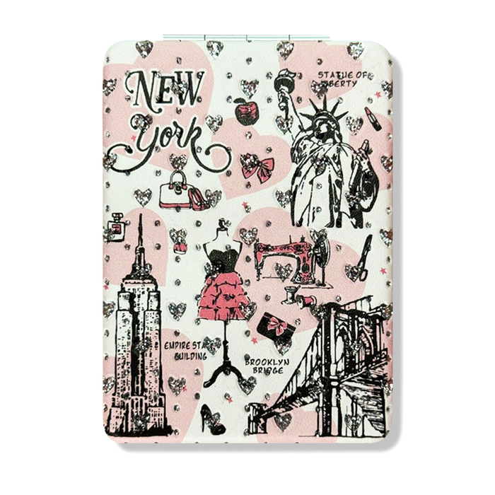 Stone Studded 5th Ave Fashion Face Mirror