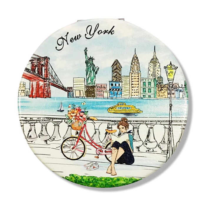Pier "NEW YORK CITY" Skyline Faux Leather Bound Mirror