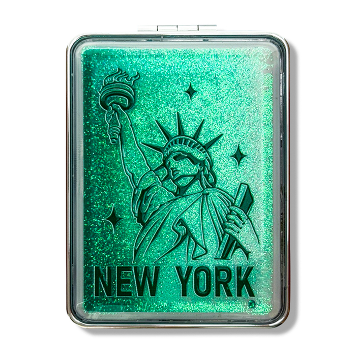 Statue of Liberty Glitter Green Compact Mirror
