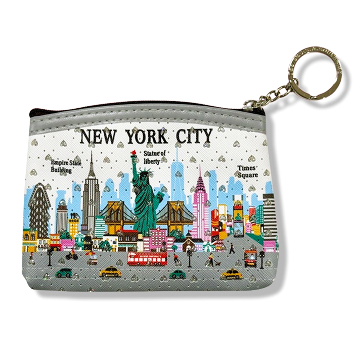 Stone Studded New York City Skyline Minimalist Zip Pouch