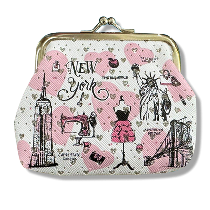 5th Avenue Fashion Stone Studded New York Kisslock Pouch