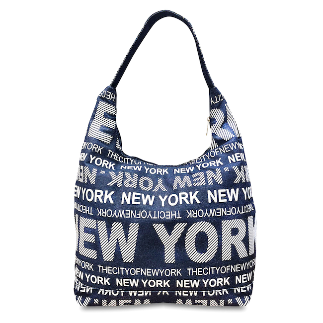 Denim Puff Print New York Handbag (18x13in)