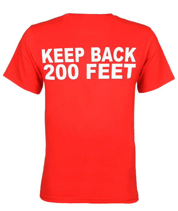 Official Red "Keep Back 200 Feet" FDNY Shirt | Rescue NYFD Shirt (S-2XL)