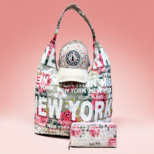 Floral Spring Ladies Bundle Handbag, Hat, Wallet (3-Piece Set) | New York Gift For Her