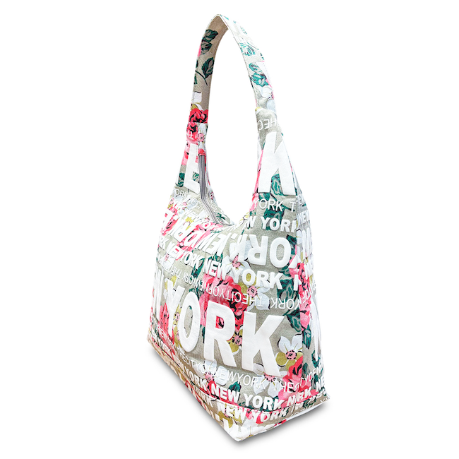 Puff Print Floral New York Handbag | Zip-up New York Tote (2 Colors)