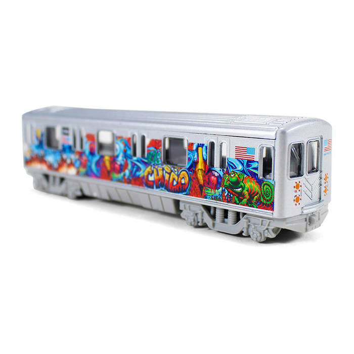 Die-Cast Collectible Vibrant Graffiti Subway Train Model Toy (8x2")