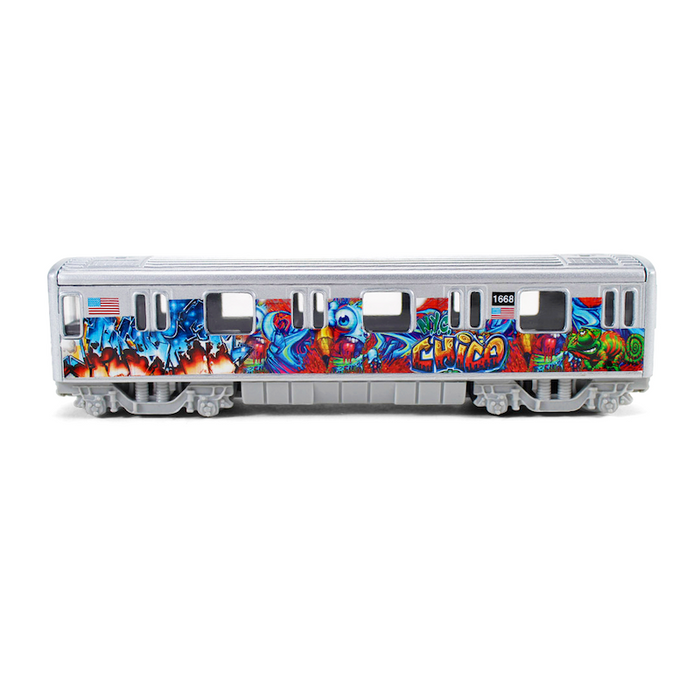 Die-Cast Collectible Vibrant Graffiti Subway Train Model Toy (8x2")