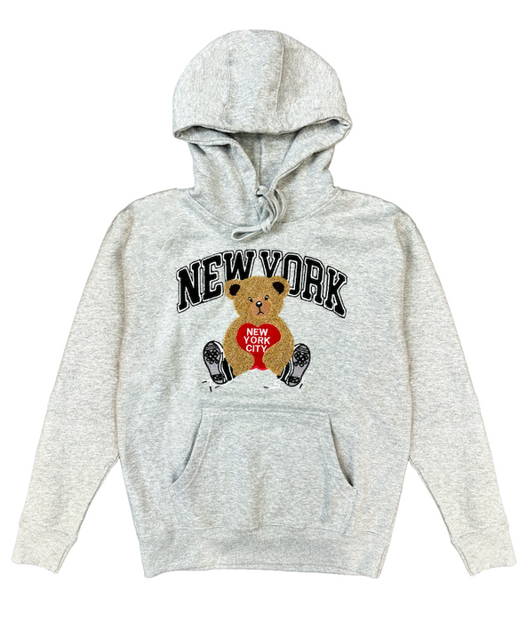 Charm of New York Hoodie - Teddy Bear & Apple Appliqué NYC Hoodie (3 Colors)