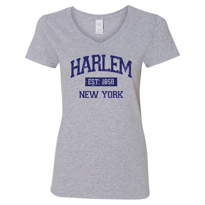 Ladies V-neck Vintage Est. 1658 HARLEM Shirt (6 Colors)[6 Sizes]