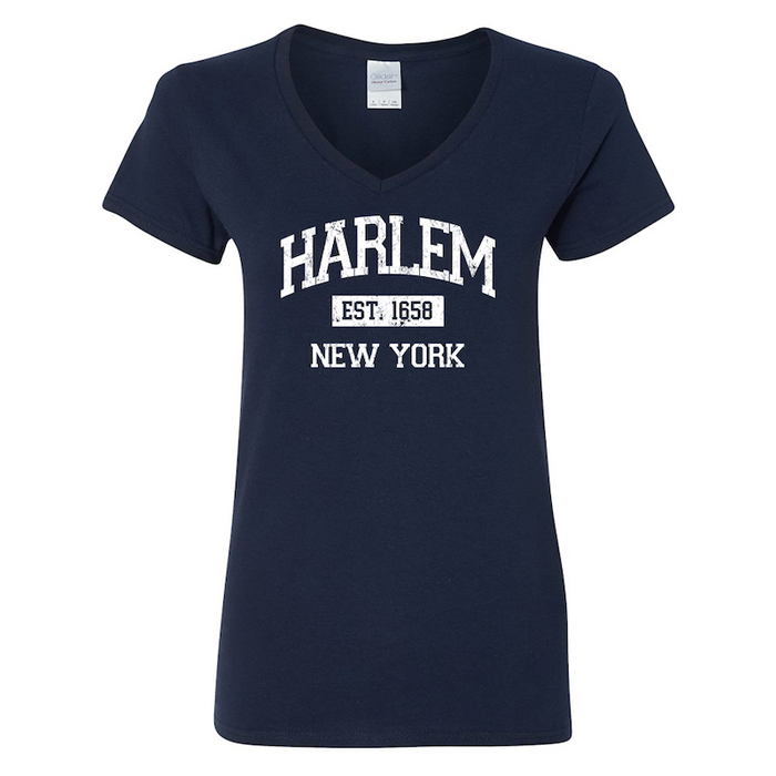 Ladies V-neck Vintage Est. 1658 HARLEM Shirt (6 Colors)[6 Sizes]