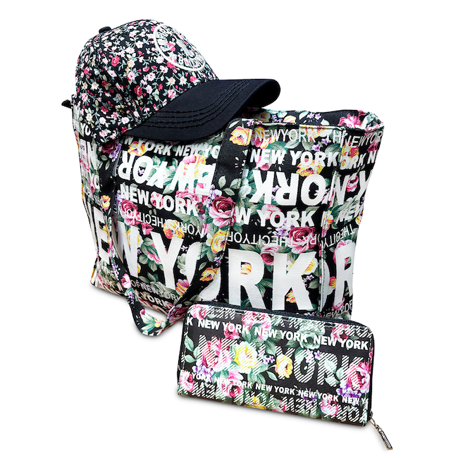 Spring Floral New York Gift For Her Bundle (Hat, Bag, Wallet) [2 Colors]