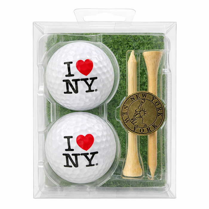 I ❤️ NY Golf Gift Set — 2 Balls + Tees + Ball Marker