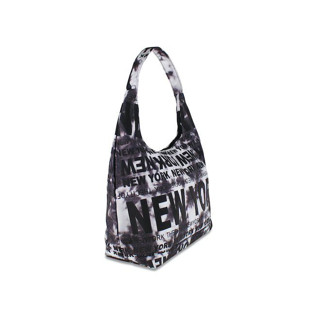 Black Tie Dye "New York" Monogram Canvas New York Totebag | New York Handbag (17x13in)