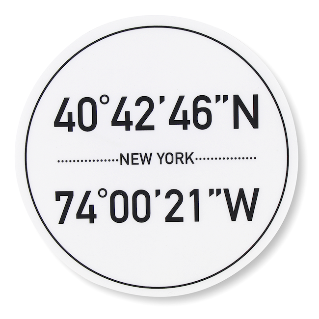 Vinyl Coordinates of New York Sticker (3x3")