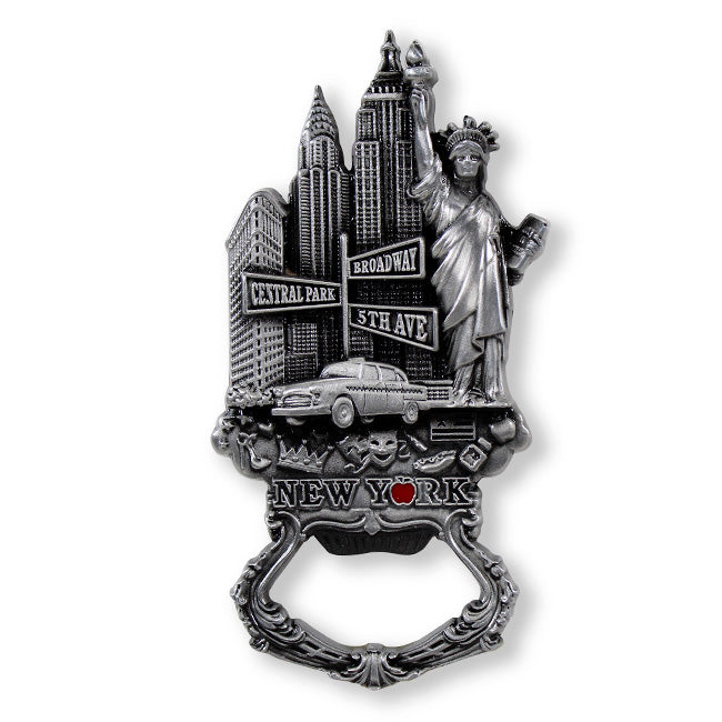 Metal Famous Monuments of New York Bottle Opener Magnet (2 Colors)