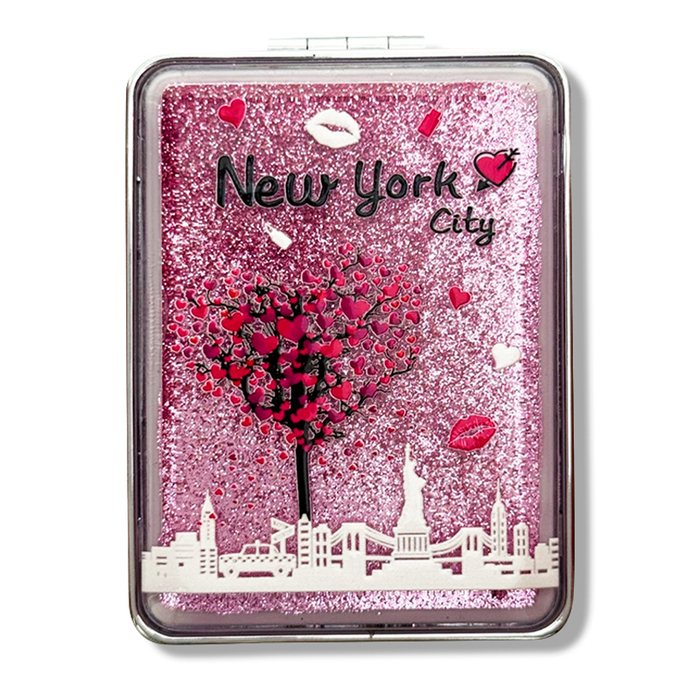 Cherry Blossoms in NEW YORK CITY Pink Glitter Compact Mirror
