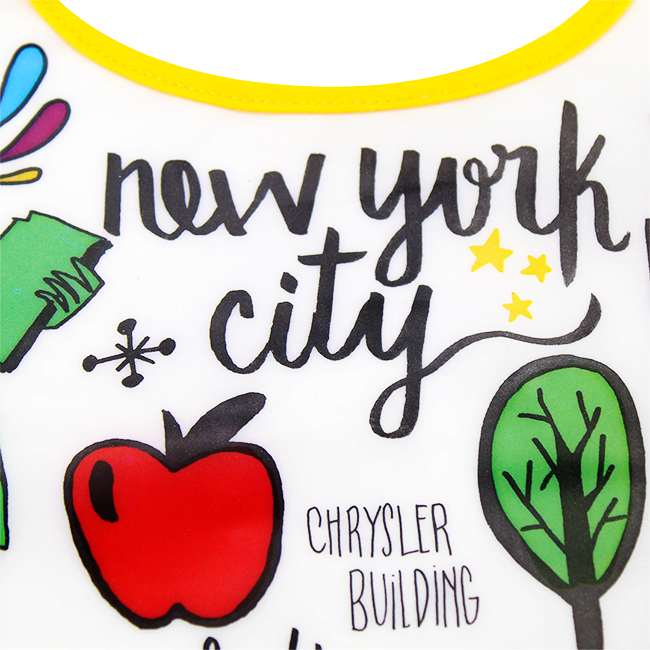 Silicone Staple Themes of New York City Bib w/ Food Pocket