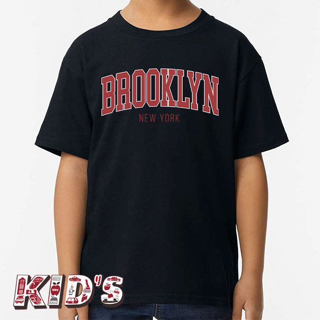 Kid's Classic College Red Brooklyn T-Shirt (2 Colors) (Ages 3 to 14+)