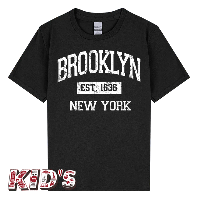 Kid's Vintage EST. 1636 BROOKLYN T-Shirt (3 Colors) (Ages 3 to 14+)