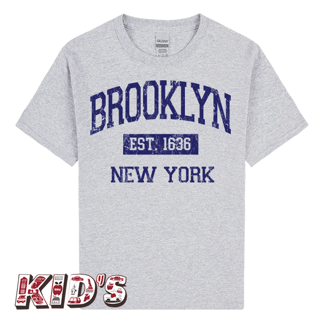 Kid's Vintage EST. 1636 BROOKLYN T-Shirt (3 Colors) (Ages 3 to 14+)