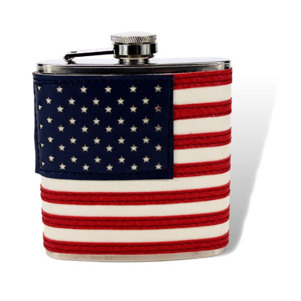 8oz Patriotic Leather United States Flag Beverage Flask