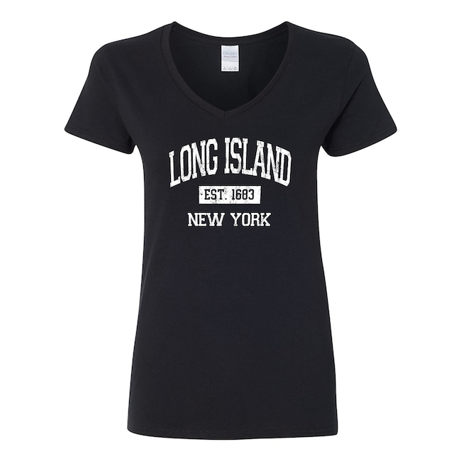 Ladies V-neck Vintage Est. 1683 LONG ISLAND Shirt (3 Colors)[6 Sizes]