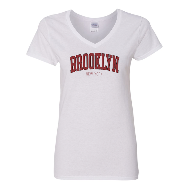 Ladies College Red Brooklyn V-neck T Shirt (2 Colors) | Brooklyn Shirt