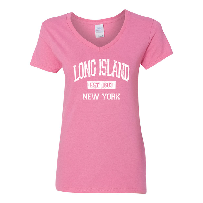 Ladies V-neck Vintage Est. 1683 LONG ISLAND Shirt (3 Colors)[6 Sizes]