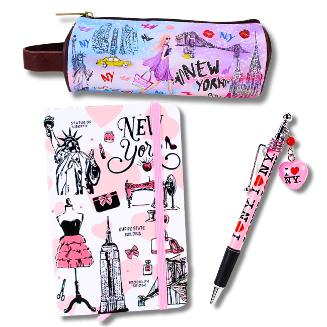 New York Gifts for Her Feminine Fashion Stationery Gift Set | Gifts from NYC for Her (3-piece Set)