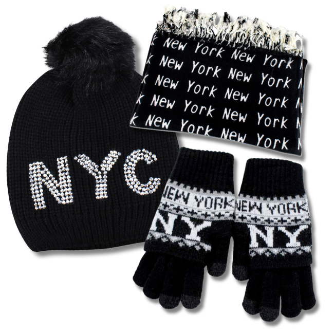 New York Beanie Scarf & Gloves Gift Set | New York Gift For Her