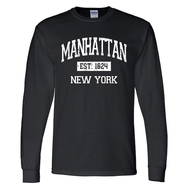 Long Sleeve Vintage Est. 1624 MANHATTAN Shirt (2 Colors) | NYC T Shirt