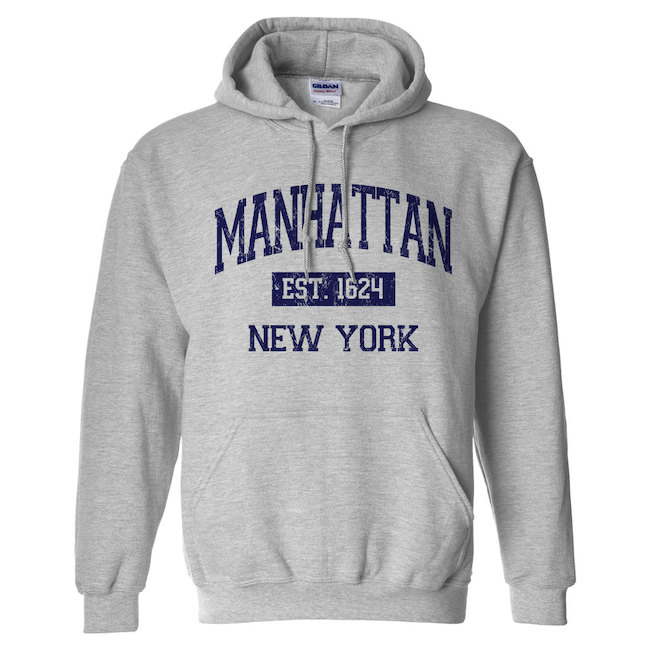 Vintage Est. 1624 MANHATTAN Hoodie 4 Colors NYC Hoodie