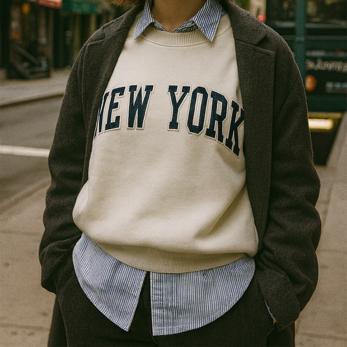 New York Jersey Appliqué Crewneck (2 Colors)