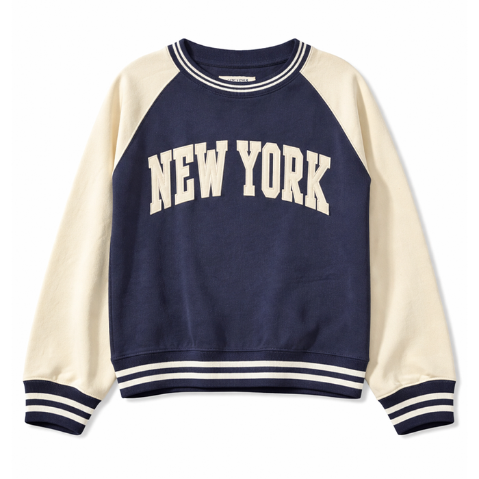 New York Classic Raglan Wide-Collar Crew