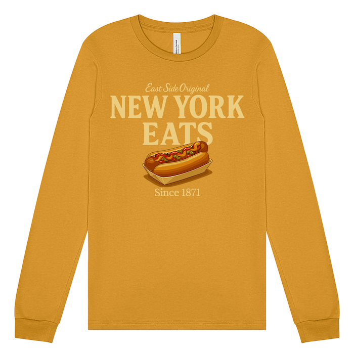 NY Eats: East Coast Original Glizzy Graphic Long Sleeve - Mustard Gold