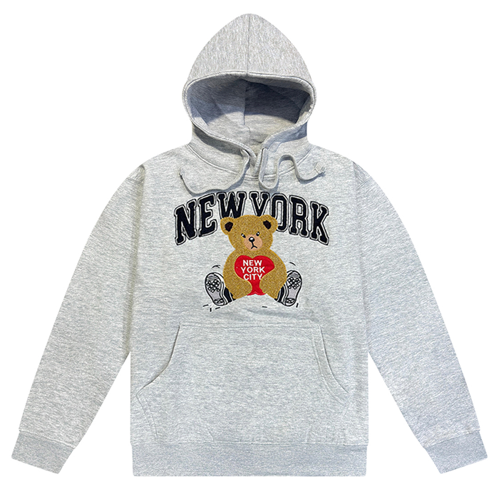 Charm of New York Hoodie Teddy Bear Apple Appliqué NYC Hoodie