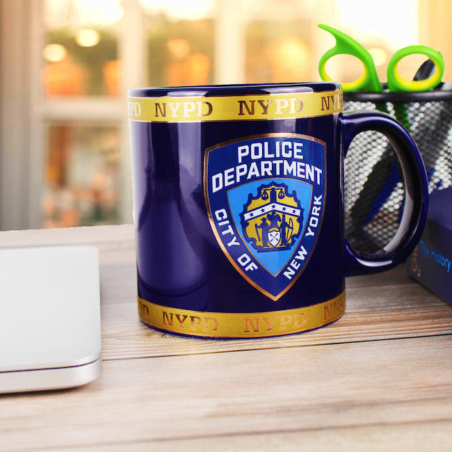20oz. NYPD Mug Blue w/ Gold Trim (3 Sizes)