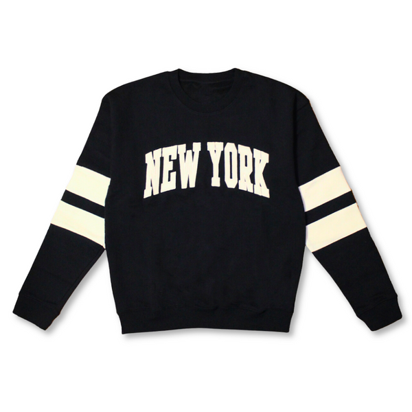 SATURDAYS New YORK CITY Crew store Long Sleeve Knit Pullover White black stripe