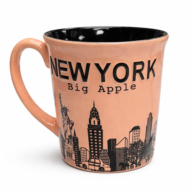 16oz. Cityscape "Manhattan" Jumbo New York Mug (White, Red, Pink, Cyan, Mustard, Tan, Brown) | NYC Mug