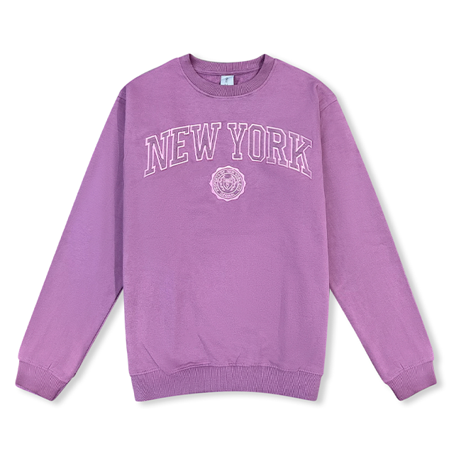 Harvard Style Embroidered Washed Plum New York Sweatshirt (5 Sizes)