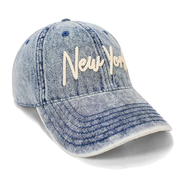 Washed Vintage Rope Applique New York Snapback Cap