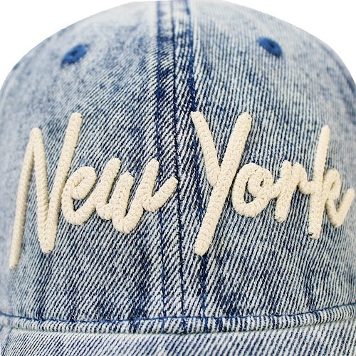 Washed Vintage Rope Applique New York Snapback Cap
