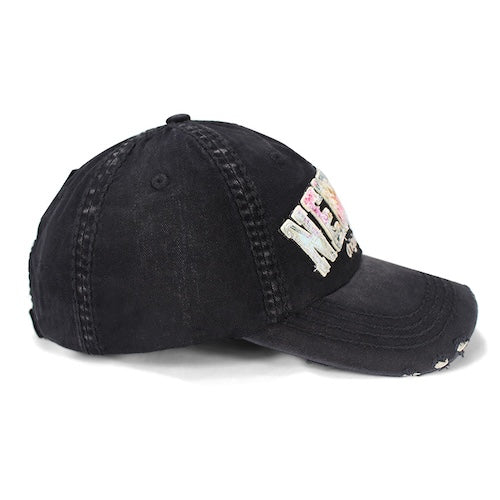 Floral Applique Distressed NEW YORK Originals Baseball Cap