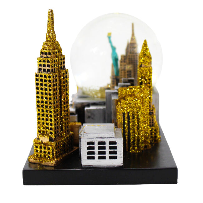 3D Gold Glitter Embossed Platform New York Snow Globe | NYC Snow Globe (2 Sizes)