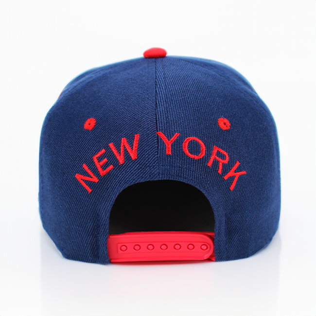 Pride of New York Snapback Flat Hat (Navy/Red) w/ Skyline Embroidery