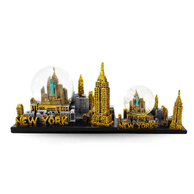 3D Gold Glitter Embossed Platform New York Snow Globe | NYC Snow Globe (2 Sizes)