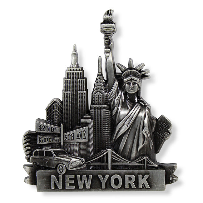 Full Metal Popular Monuments of NYC Statue of Liberty Magnet (3 Colors)