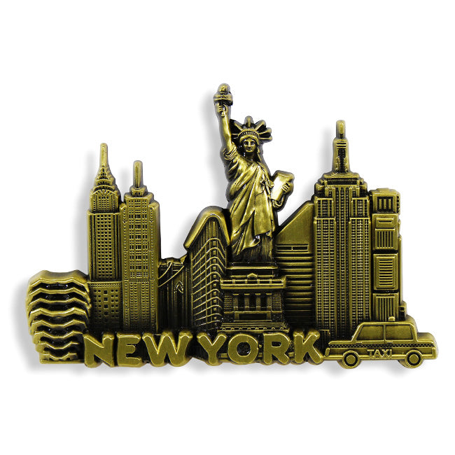 Full Metal Horizontal Popular Monuments of NYC Magnet (3 Colors)