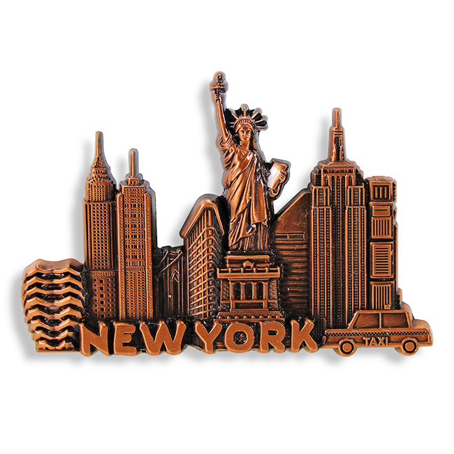 Full Metal Horizontal Popular Monuments of NYC Magnet (3 Colors)