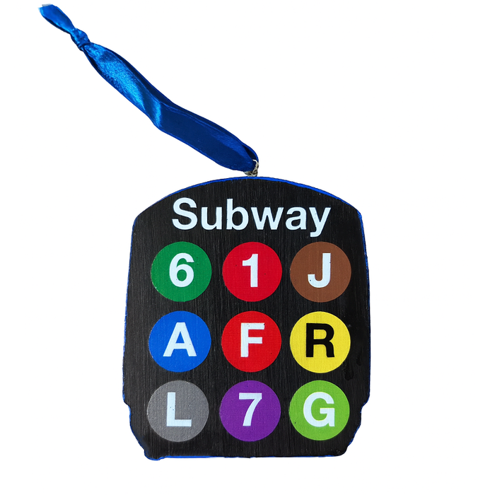 NYC Subway Lines Wood & Resin Ornament - MTA Ornament